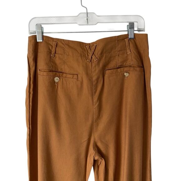 Maeve Anthropologie Relaxed Wide Leg Pants Cedar Brown size 10 Button Front - Picture 7 of 10
